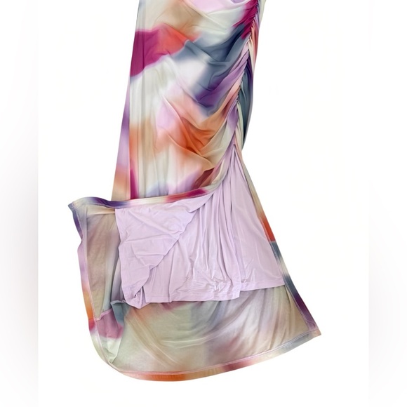 Anthropologie Maya Ruched Cowl-Neck Mesh Dress – Watercolor Print – Size S - Picture 7 of 9